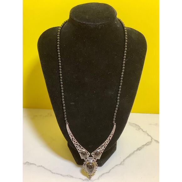 D'Joy Sterling Silver Onyx Beaded Pendant Necklace - Picture 2 of 10